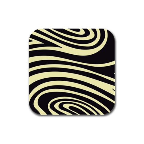 Yellow Zebra Rubber Square Coaster (4 pack) from ArtsNow.com Front