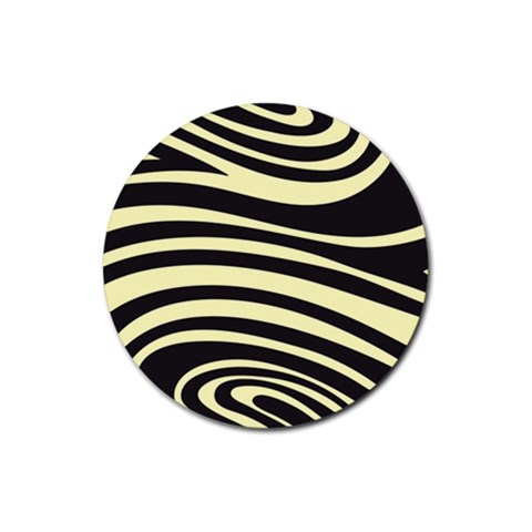 Yellow Zebra Rubber Round Coaster (4 pack) from ArtsNow.com Front