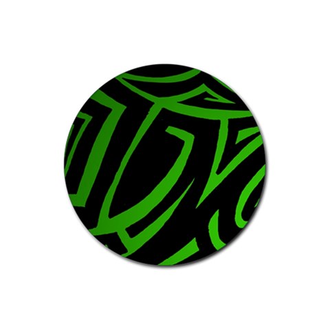 13 Green Tattoo Rubber Round Coaster (4 pack) from ArtsNow.com Front