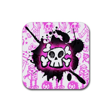 Cartoon Skull Rubber Coaster (Square) from ArtsNow.com Front