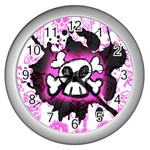 Cartoon Skull Wall Clock (Silver)