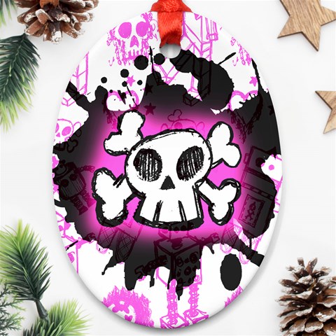 Cartoon Skull Oval Ornament (Two Sides) from ArtsNow.com Back