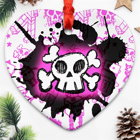 Cartoon Skull Heart Ornament (Two Sides) from ArtsNow.com Back