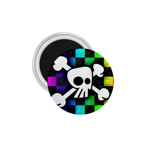 Checker Rainbow Skull 1.75  Magnet from ArtsNow.com Front