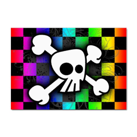 Checker Rainbow Skull Sticker A4 (10 pack) from ArtsNow.com Front