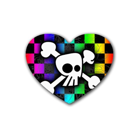 Checker Rainbow Skull Heart Coaster (4 pack) from ArtsNow.com Front