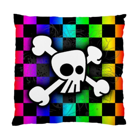 Checker Rainbow Skull Cushion Case (Two Sides) from ArtsNow.com Back