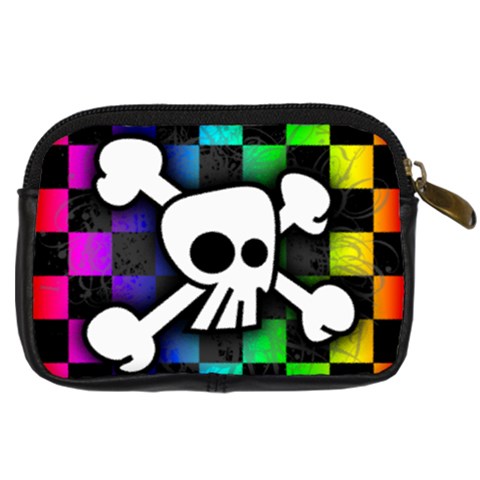 Checker Rainbow Skull Digital Camera Leather Case from ArtsNow.com Back