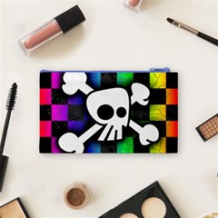 Checker Rainbow Skull Cosmetic Bag (Small) from ArtsNow.com Back