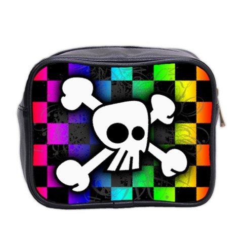 Checker Rainbow Skull Mini Toiletries Bag (Two Sides) from ArtsNow.com Back