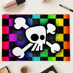 Checker Rainbow Skull Cosmetic Bag (XXL) from ArtsNow.com Front