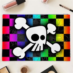 Checker Rainbow Skull Cosmetic Bag (XXL) from ArtsNow.com Back