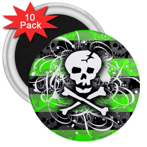 Deathrock Skull 3  Magnet (10 pack) from ArtsNow.com Front