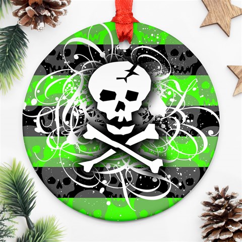 Deathrock Skull Round Ornament (Two Sides) from ArtsNow.com Front