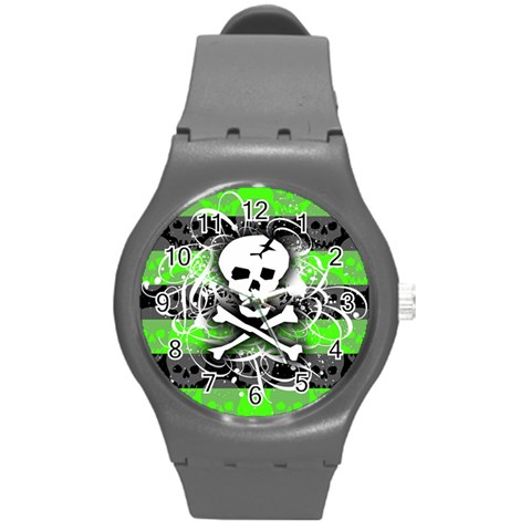 Deathrock Skull Round Plastic Sport Watch Medium from ArtsNow.com Front