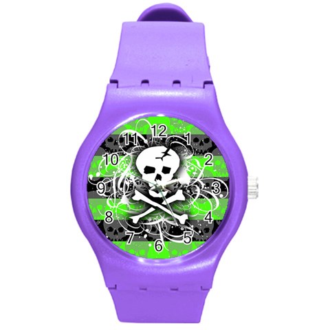 Deathrock Skull Round Plastic Sport Watch Medium from ArtsNow.com Front