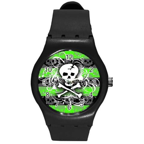 Deathrock Skull Round Plastic Sport Watch Medium from ArtsNow.com Front