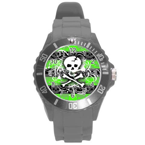 Deathrock Skull Round Plastic Sport Watch Large from ArtsNow.com Front