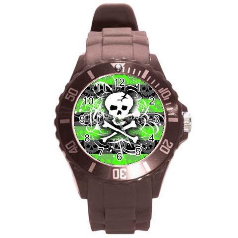 Deathrock Skull Round Plastic Sport Watch Large from ArtsNow.com Front