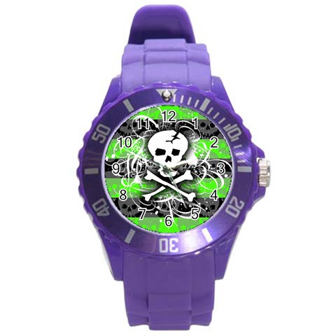 Deathrock Skull Round Plastic Sport Watch Large from ArtsNow.com Front