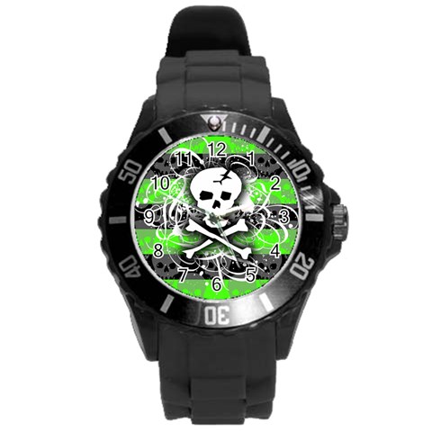 Deathrock Skull Round Plastic Sport Watch Large from ArtsNow.com Front