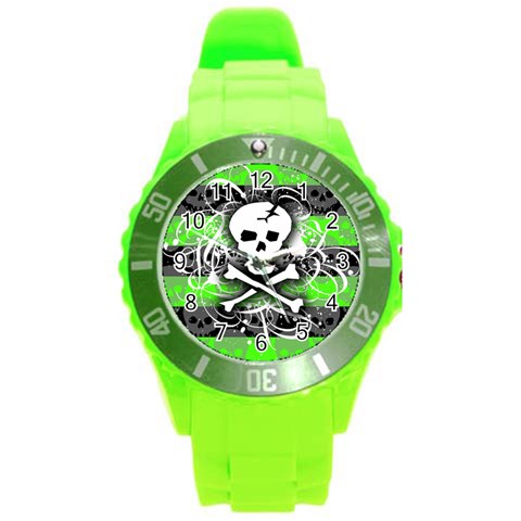 Deathrock Skull Round Plastic Sport Watch Large from ArtsNow.com Front