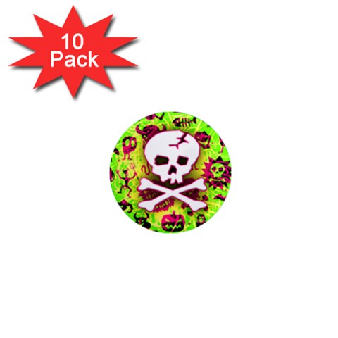 Deathrock Skull & Crossbones 1  Mini Magnet (10 pack)  from ArtsNow.com Front