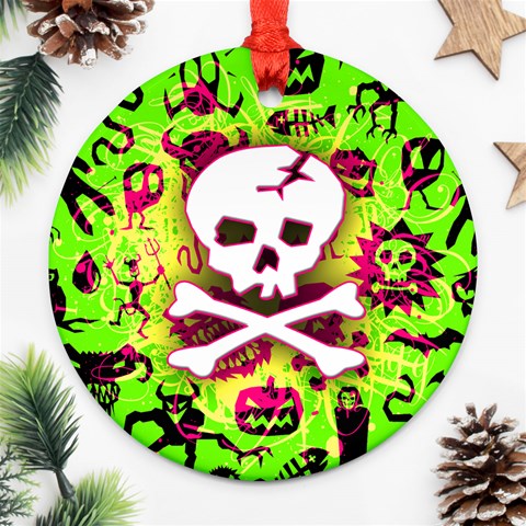 Deathrock Skull & Crossbones Round Ornament (Two Sides) from ArtsNow.com Back