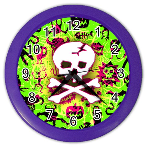 Deathrock Skull & Crossbones Color Wall Clock from ArtsNow.com Front