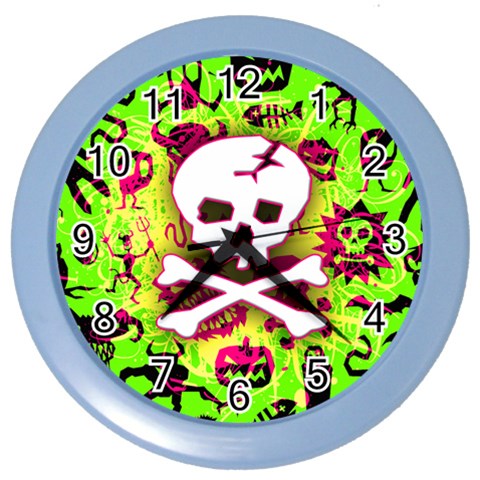 Deathrock Skull & Crossbones Color Wall Clock from ArtsNow.com Front