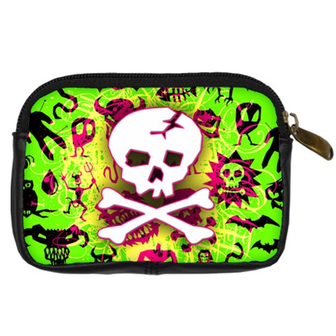 Deathrock Skull & Crossbones Digital Camera Leather Case from ArtsNow.com Back