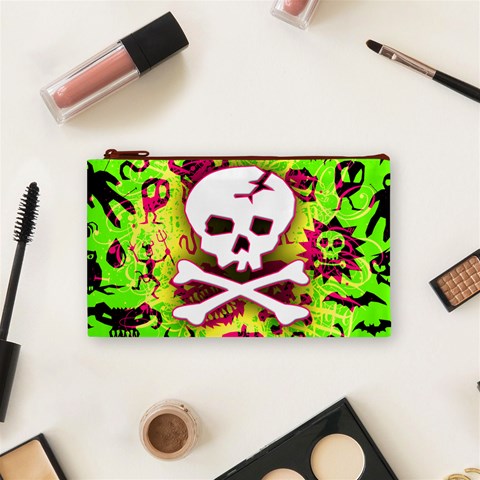 Deathrock Skull & Crossbones Cosmetic Bag (Small) from ArtsNow.com Front