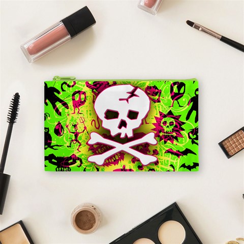 Deathrock Skull & Crossbones Cosmetic Bag (Small) from ArtsNow.com Front