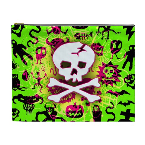 Deathrock Skull & Crossbones Cosmetic Bag (XL) from ArtsNow.com Front