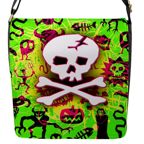 Deathrock Skull & Crossbones Flap closure messenger bag (Small) from ArtsNow.com Front