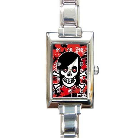 Emo Girl Skull Rectangular Italian Charm Watch from ArtsNow.com Front