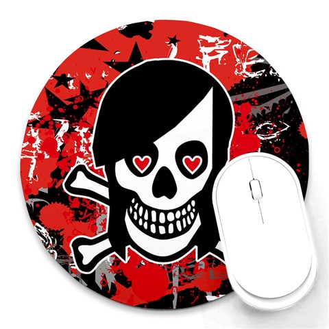 Emo Girl Skull Round Mousepad from ArtsNow.com Front