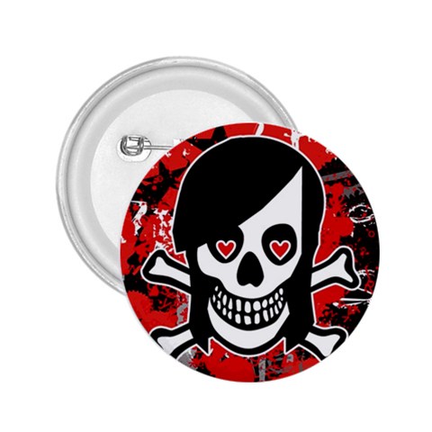 Emo Girl Skull 2.25  Button from ArtsNow.com Front