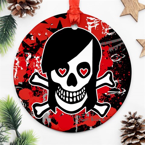 Emo Girl Skull Ornament (Round) from ArtsNow.com Front