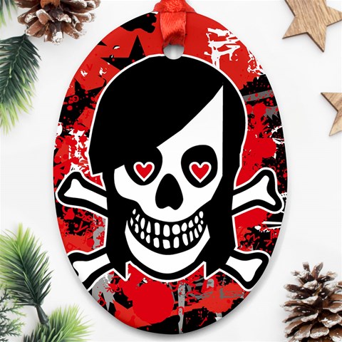 Emo Girl Skull Ornament (Oval) from ArtsNow.com Front