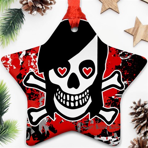 Emo Girl Skull Ornament (Star) from ArtsNow.com Front