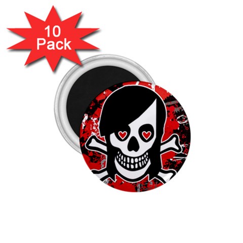 Emo Girl Skull 1.75  Magnet (10 pack)  from ArtsNow.com Front