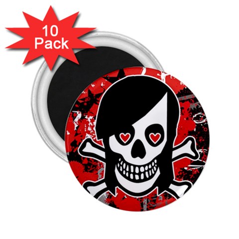 Emo Girl Skull 2.25  Magnet (10 pack) from ArtsNow.com Front