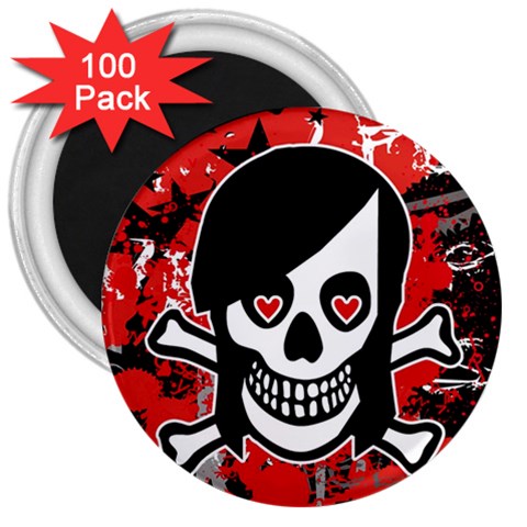 Emo Girl Skull 3  Magnet (100 pack) from ArtsNow.com Front