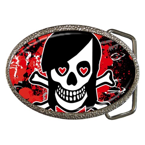 Emo Girl Skull Belt Buckle from ArtsNow.com Front