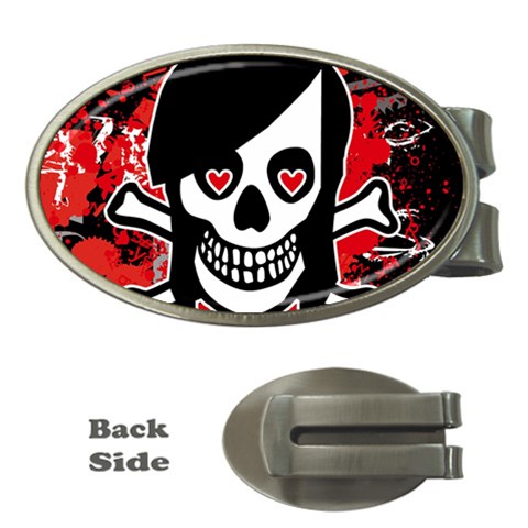 Emo Girl Skull Money Clip (Oval) from ArtsNow.com Front