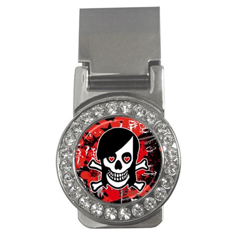 Emo Girl Skull Money Clip (CZ) from ArtsNow.com Front