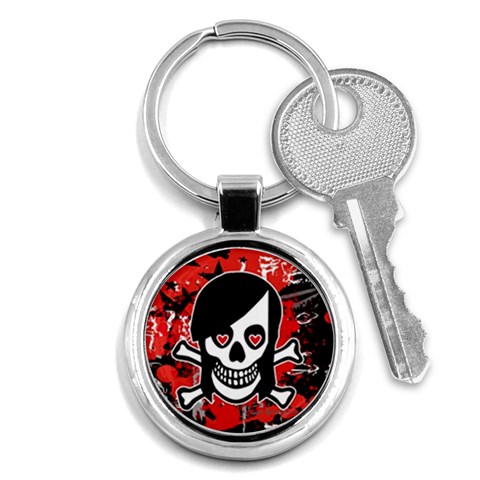 Emo Girl Skull Key Chain (Round) from ArtsNow.com Front