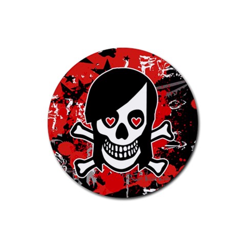 Emo Girl Skull Rubber Coaster (Round) from ArtsNow.com Front