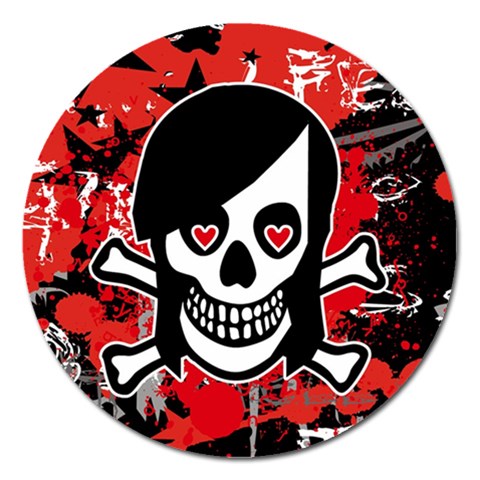 Emo Girl Skull Magnet 5  (Round) from ArtsNow.com Front